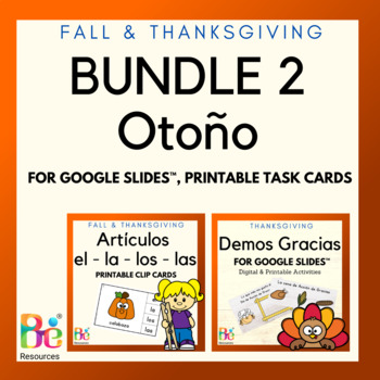 Preview of BUNDLE Thanksgiving Activities in Spanish | Fall Clip Cards | Acción de Gracias