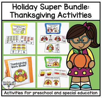 Preview of BUNDLE Thanksgiving Centers (Math & Literacy, Preschool, Special Education)