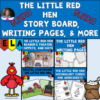 Preview of BUNDLE The Little Red Hen Digital Story Board, Writing Paper, and More