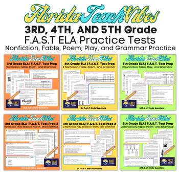 Preview of BUNDLE: Third, Fourth, and Fifth Grade F.A.S.T. ELA Practice Tests 1 & 2