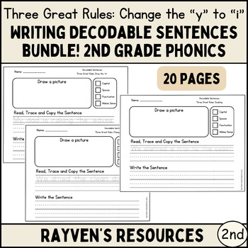Preview of BUNDLE! Three Great Rules: DOUBLE, DROP, CHANGE Writing Decodable Sentences 2nd