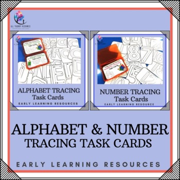 Preview of BUNDLE -Tracing Numbers and Letters Task Card Sets - Kindergarten Preschool