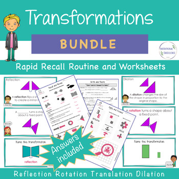 Preview of BUNDLE 2D Transformations DILATION Math Warm up Worksheets Review Activity