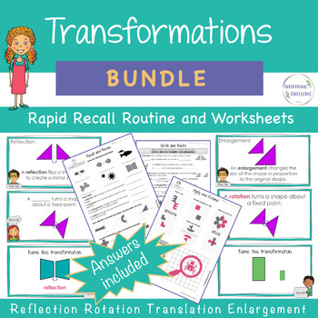 Preview of BUNDLE 2D Transformations ENLARGEMENT Math Warm up Worksheets Review Activity