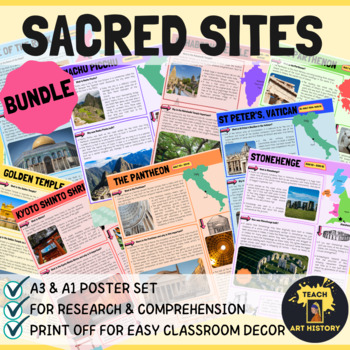 Preview of BUNDLE: Travel the World! Sacred Sites Research Posters Set (A3 & A1)