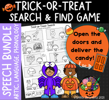 Preview of BUNDLE Trick-or-Treat Halloween Search Game for Speech!