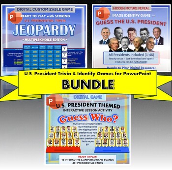 Preview of BUNDLE - U.S. Presidents Trivia & Identify Games - Digital Resources PowerPoint