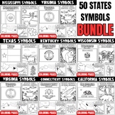 BUNDLE US 50 States Symbols Coloring Page | Flag - Map -St