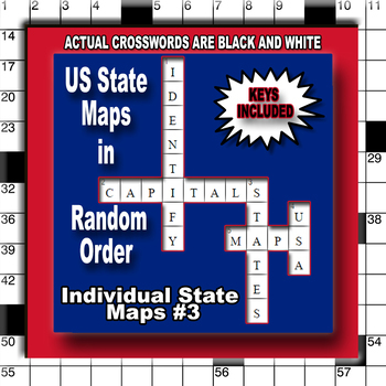 BUNDLE: USA Maps States Capitals Crossword Puzzles by Global Guy Ink