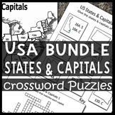 BUNDLE: USA Maps, States & Capitals Crossword Puzzles
