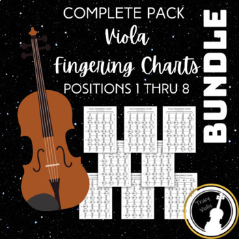 Preview of BUNDLE: Ultimate Viola Fingering Charts - Positions 1 to 8 - Complete Pack