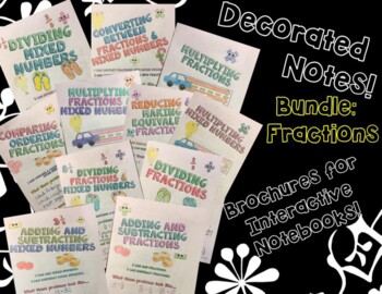 Preview of BUNDLE Unit: Fractions - Math Decorated Note Brochures for Interactive Notebooks