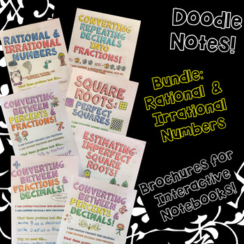 Preview of BUNDLE Unit: Rational & Irrational Numbers - Decorated Notes Brochures for INBs