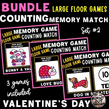 Preview of BUNDLE VALENTINE'S DAY LARGE FLOOR MEMORY COUNT & MATCH GAMES COUNTING MATCHING