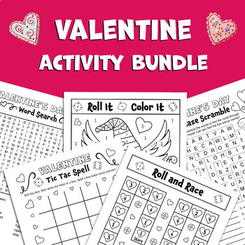 Preview of BUNDLE: Valentine's Day | February Activities | Color by Number | Roll and Race