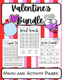 BUNDLE Valentine's Day Activity Set and Math Activities - 