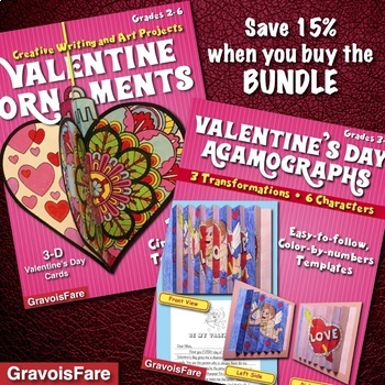 Preview of Valentine’s Day Crafts and Activities BUNDLE: Ornaments & Agamographs—Save 15%