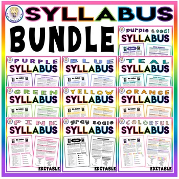 Preview of BUNDLE!! Variety Pack of Editable Back to School Class Syllabus Templates