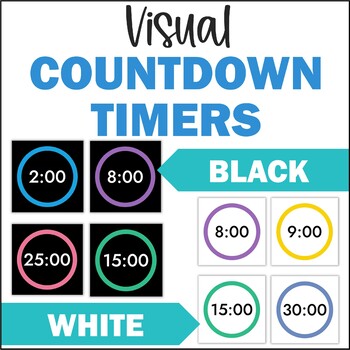Preview of BUNDLE Visual Countdown Timers for Slides - White and Black Background