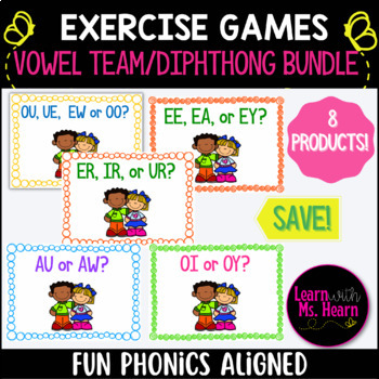 Preview of BUNDLE -- Vowel Team Exercise Games (Google Slides--No Prep)