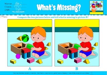 Preview of BUNDLE / WHAT'S MISSING / Picture discrimination autism spot differences ABA ESL