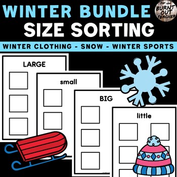 Preview of BUNDLE WINTER SIZE SORTING Big Little Large Small Sort Mats Centers Binder