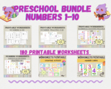 BUNDLE WORKSHEET NUMBERS 1-10• LEARNING • COUNTING • TRACI