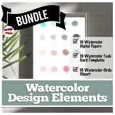 BUNDLE: Watercolor Backgrounds/Papers, Task Card Templates