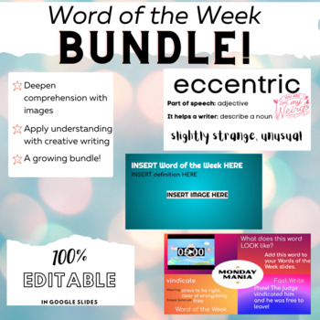Preview of BUNDLE-Weekly Vocabulary-Word Work-Virtual Flashcards