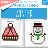 BUNDLE Winter Math Mystery Pictures Grade 2 Additions Subt