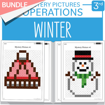 Preview of BUNDLE Winter Math Mystery Pictures Grade 3 Multiplications Divisions