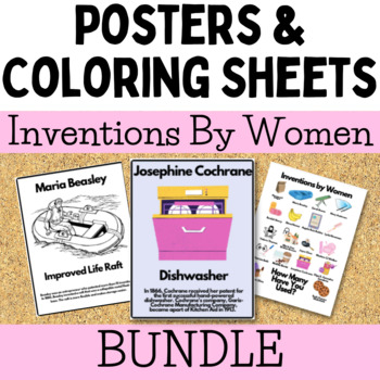 Preview of BUNDLE Women Invention Posters & Coloring Sheets + March Activity Pack