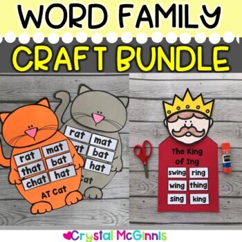 Preview of Word Family Crafts BUNDLE | 29 Crafts for Word Families and Vowel Teams