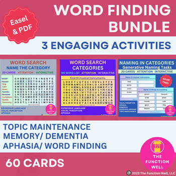 Preview of BUNDLE Word Finding Tasks - Adult Aphasia Activities, Memory, Dementia, Speech