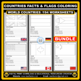 BUNDLE World Countries Facts Activity and Flags Coloring -