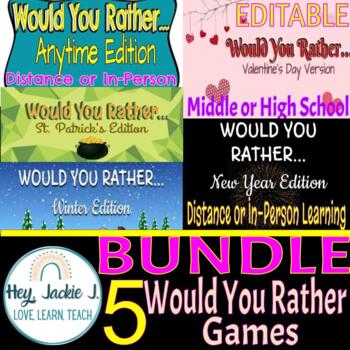 Preview of BUNDLE Would You Rather Games Virtual Distance Hybrid Learning Holidays