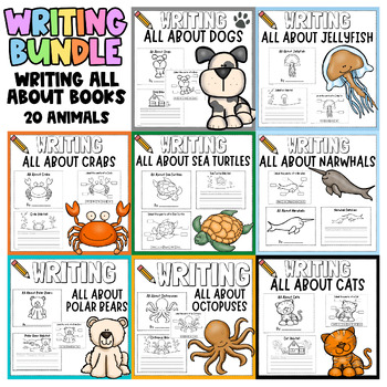Preview of BUNDLE Writing All About Books - Animals - Nonfiction - Kindergarten 1st and 2nd