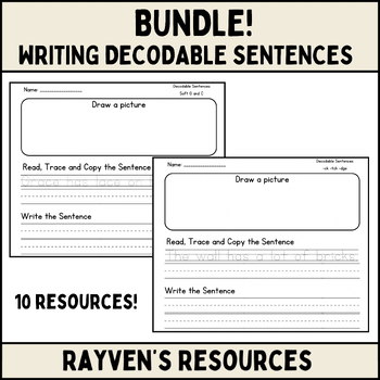 Preview of BUNDLE! Writing Decodable Sentences | 1st Grade Phonics | Handwriting