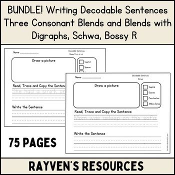 Preview of BUNDLE! Writing Decodable Sentences: Bossy R, Schwa, Three-Consonant Blends 2nd