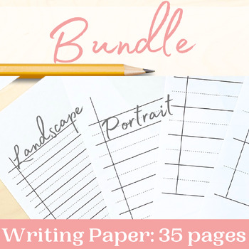Handwriting Practice Paper Printable, Kids Writing Sheet, Kindergarten Lined  Page, Portrait and Landscape, US Letter Size DIGITAL DOWNLOAD 