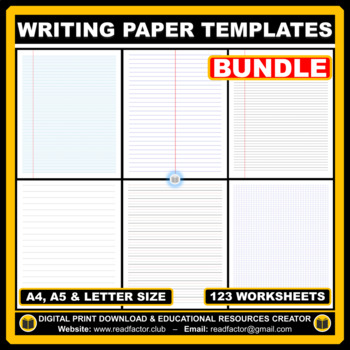 Preview of BUNDLE Writing Paper Templates - 123 Worksheets