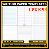 BUNDLE Writing Paper Templates - 123 Worksheets