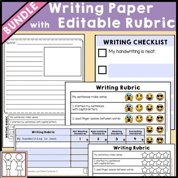 Kindergarten Writing Paper and Rubric by Caroline Grant