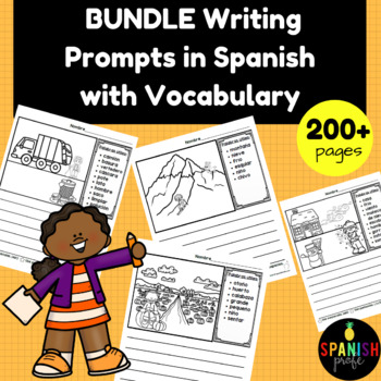 Preview of BUNDLE: Writing Prompts in Spanish with Vocabulary (Escritura con vocabulario)