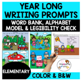 Writing prompts yearlong with pictures, word bank,ABC mode