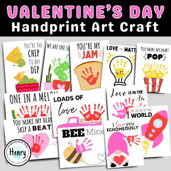 Preview of BUNDLE and Save Valentines Day Handprint Crafts, Valentine's Activities