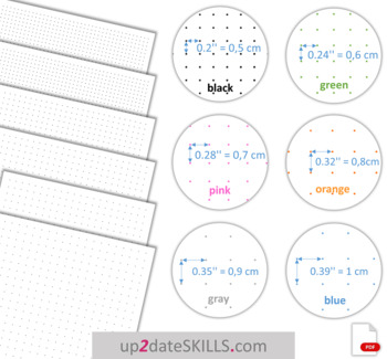 Preview of BUNDLE: dot paper 6 grid sizes and 6 grid colors A4-size pages