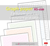 BUNDLE: graph paper 2 grid sizes and 6 grid colors A5-size pages