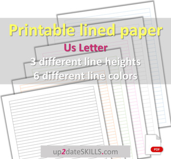 Preview of BUNDLE: lined paper 3 line heights + 6 colors Letter-size or Happy Planner Big