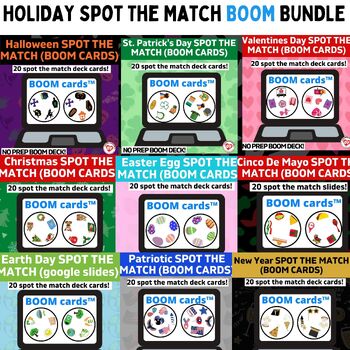 Preview of BUNDLE of 10 HOLIDAY OT BOOM CARD SPOT THE MATCH GAMES